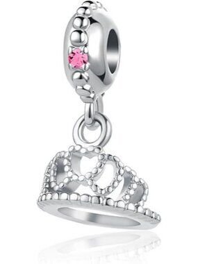 October Birthstone Princess Queen Crown Charm For Pandora Bracelets Jewelry